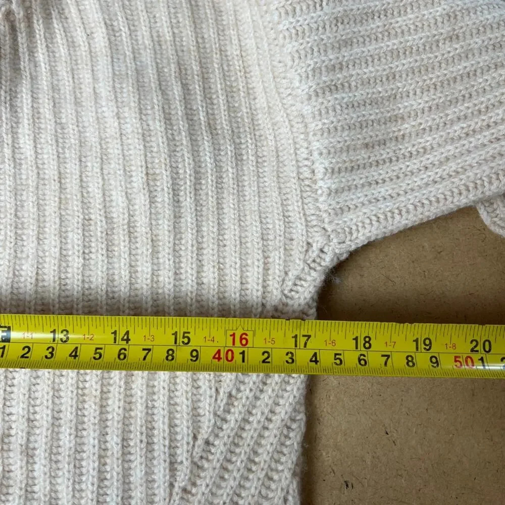Naadam Merino Wool Cashmere Fisherman Turtleneck Winter White Women's size Small - Picture 5 of 7